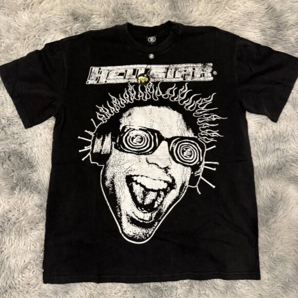 Hellstar Crazy Face Rage Black Tee Mens Medium or Large